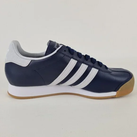 adidas Originals SAMOA Blue Grey Mens Shoes Leather Sneakers - Picture 3 of 11